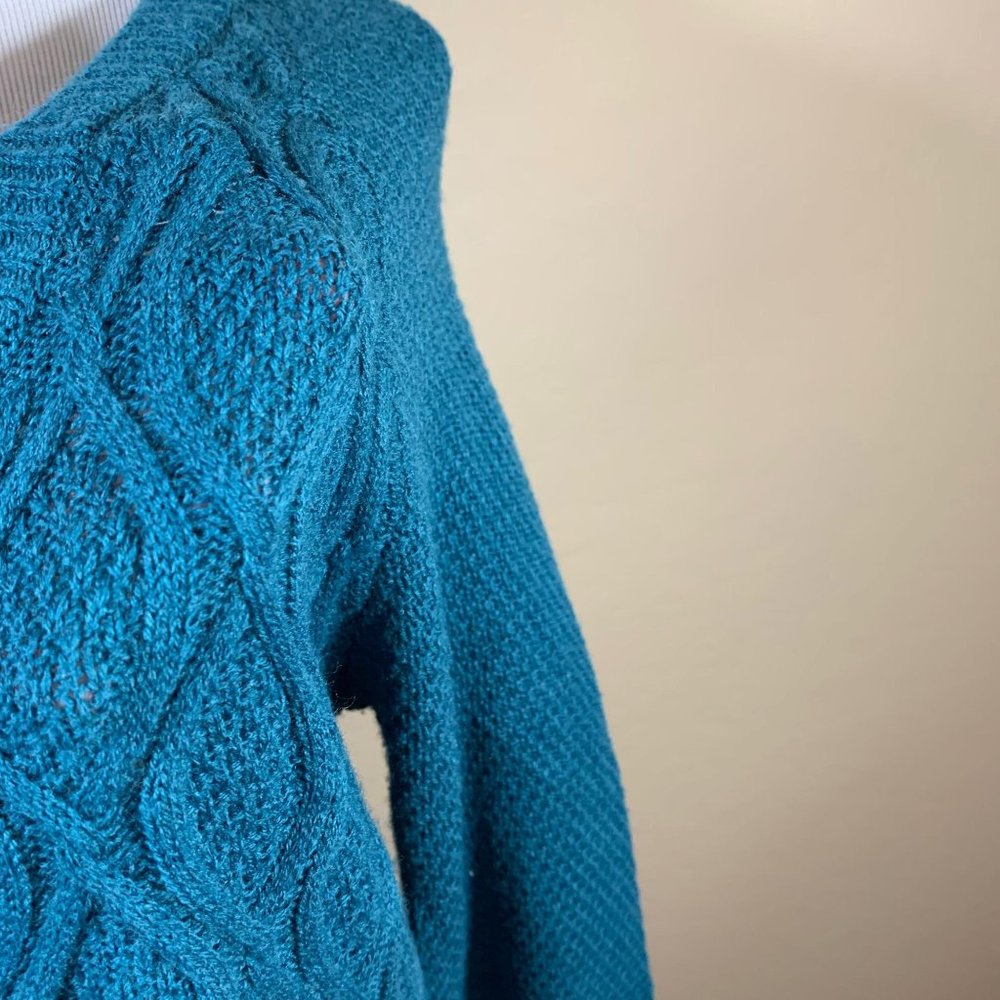 89th and Madison Knit Sweater Large Teal LS VNeck - Picture 4 of 7